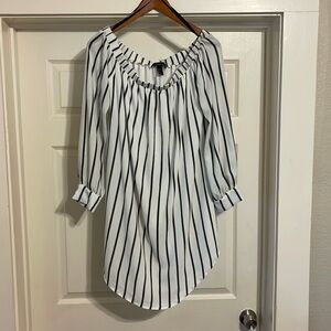 Forever 21 B&W Off the Shoulder Long Sleeve Dress